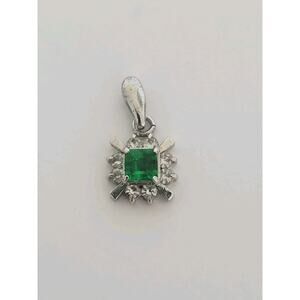 Unbranded Pendant Necklace Green Emerald Righstones 0,2" Silver Small Charm